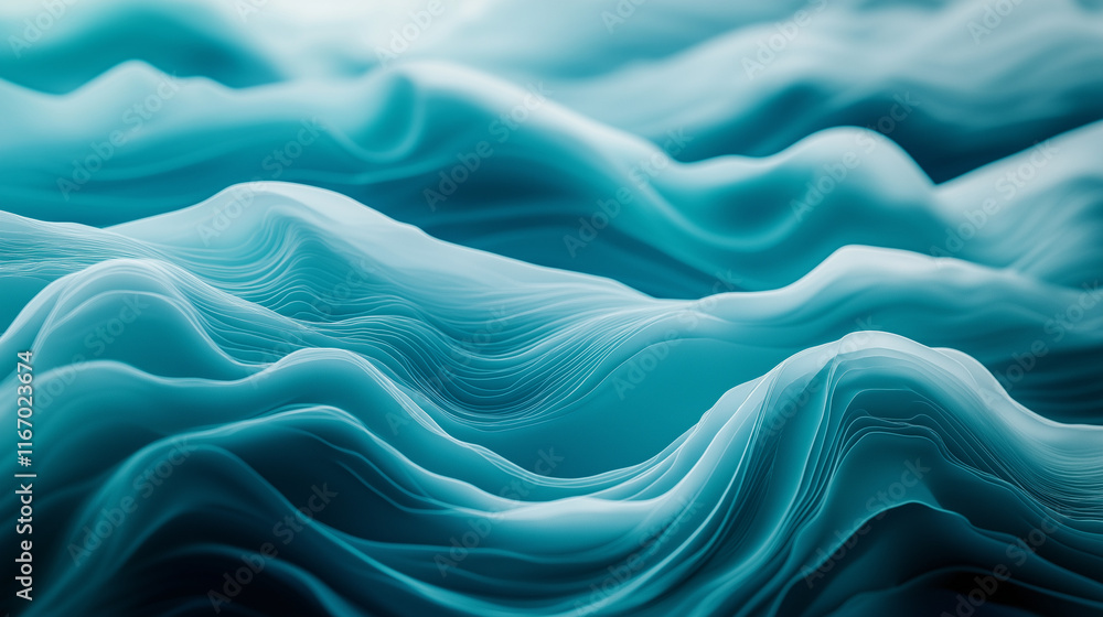 Aufkleber abstract digital waves in teal and blue tones with a 3d effect. a sleek background ideal for innovat