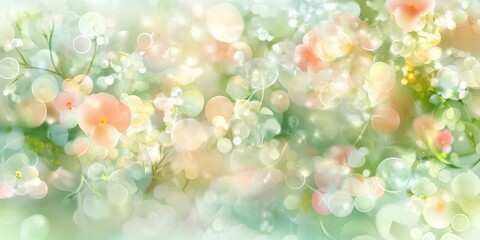 Delicate flowers in soft hues create a dreamy background that evokes a sense of tranquility, perfect for spring-themed designs and projects