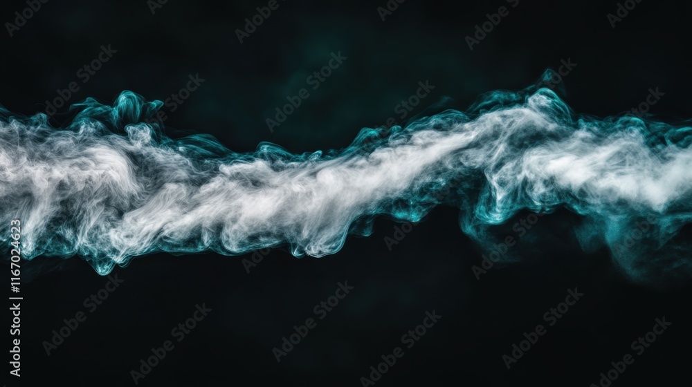 Aufkleber in a dark setting, wisps of smoke curl and twist, forming an intricate pattern that adds an ethereal