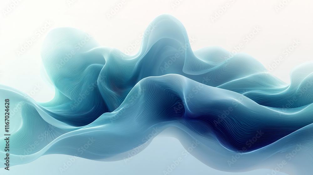 Fototapete Futuristic flowing wave design emphasizing fluidity and data movement. Perfect for modern presentations and digital branding.
