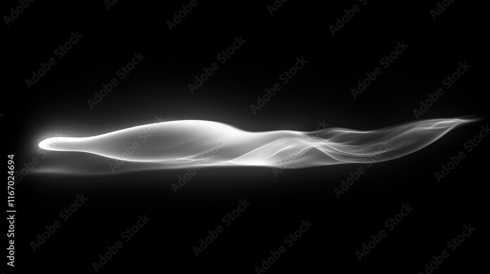 Poster smooth, flowing white light creates a soft, abstract shape against a dark backdrop, showcasing elega