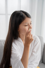 Daily beauty routine Asian woman self care doing gua sha facial massage Traditional medicine Gua Sha quartz stone Cosmetic natural trend.