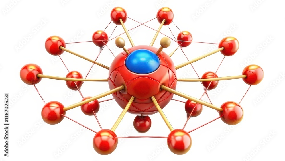 Poster a colorful atomic model showcasing a central nucleus surrounded by orbiting electrons, illustrating 