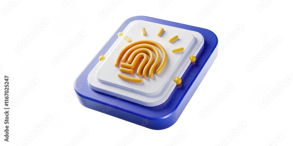 Poster a colorful gadget featuring a fingerprint design, possibly representing security or technology.