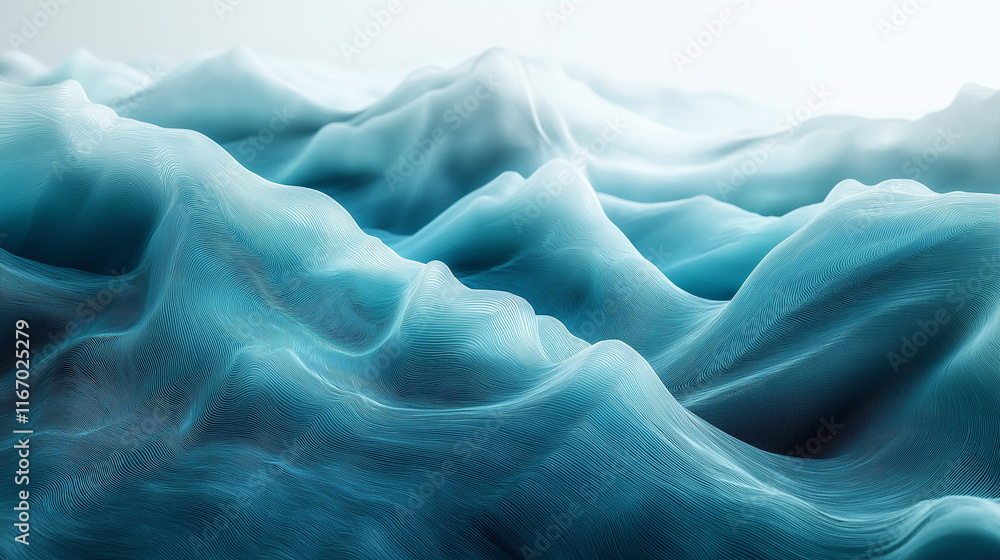 Poster Vibrant 3D digital wave background featuring smooth gradients and a tech vibe. Enhance your visuals with this dynamic design.
