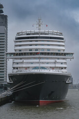 Brand new ocean liner cruiseship cruise ship Queen Anne in port of Rotterdam, Holland with...