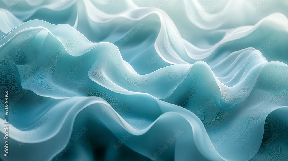 Poster Vibrant 3D digital wave background featuring smooth gradients and a tech vibe. Enhance your visuals with this dynamic design.
