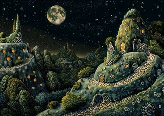 Obraz premium The Hill of Magic and Celestial Dreams 