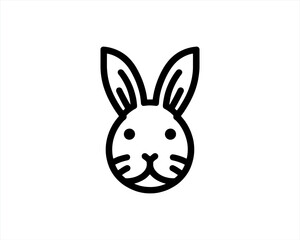 Rabbit logo design icon symbol vector illustration. Simple silhouette. Flat style. Black Rabbit. 