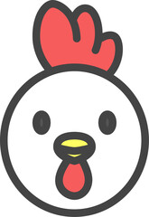 カラー動物の単品アイコン　鶏