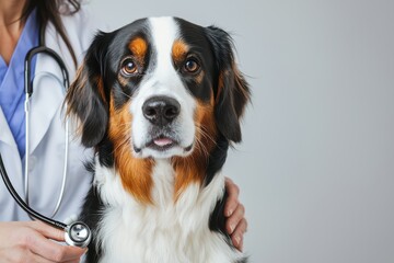 Calm Dog With Veterinarian Close Up