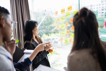 Business asian People Meeting Design Ideas collaboration Professional team brainstorming  for project  working together colleagues investor Group asian employees talking in boardroom