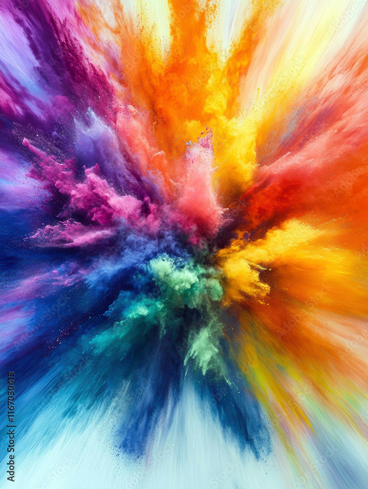 Poster this dynamic image captures an explosion of vivid colors, showcasing a mesmerizing blend of hues tha