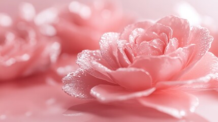 Fototapeta premium Close-up of delicate pink roses with water droplets.