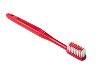 Red toothbrush isolated on a transparent background