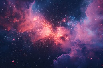 Cosmic Nebula Pink And Blue Hues Stellar Dust