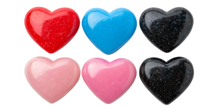 set of red blue pink black heart isolated on white background PNG.AI GENERATED