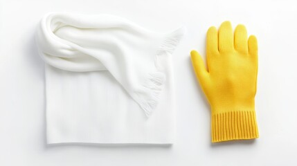 Soft White Winter Scarf and Yellow Knit Gloves Cozy Autumn Fashion Accessories
