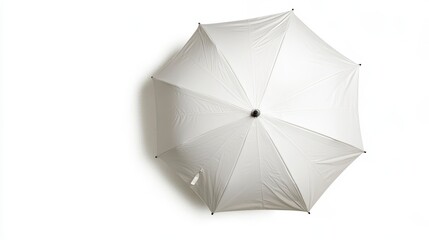 Closed White Umbrella Overhead Studio Shot Simple Elegant Design Rain Protection
