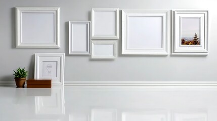 Stylish White Picture Frames Gallery Wall Decor Empty Frames Modern Home Interior Design