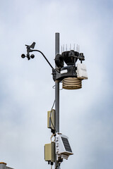 Weather station on blue sky background. copy space