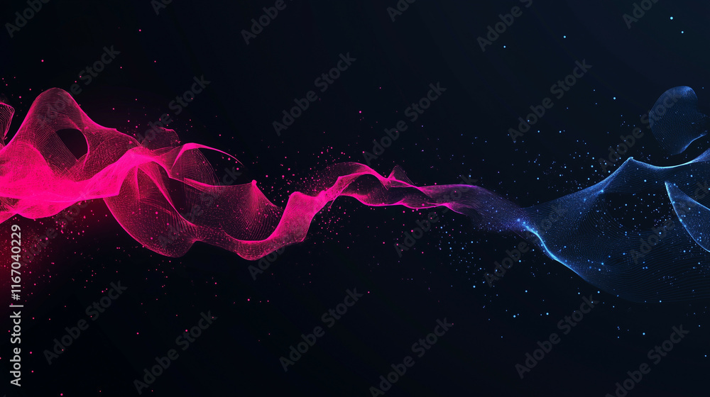 Aufkleber a dynamic abstract technology background with interconnected lines and glowing digital particles, cr