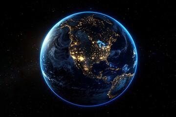 Stunning nighttime view of earth from space  cities glow and light trails showcase connectivity
