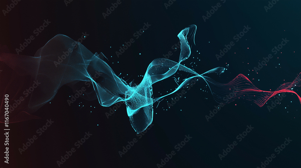 Poster a futuristic abstract technology backdrop featuring digital waves, glowing lines, and interconnected