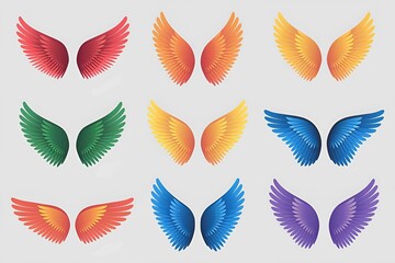 Obraz premium multicolored feather patterns in various shades with detailed textures, ideal for decorative art, fantasy themes, nature-inspired designs, or creative illustrations for artistic projects