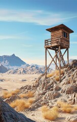Wooden Watchtower in the Desert