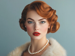 Vintage glamour portrait of a woman with styled hair © Bohdan