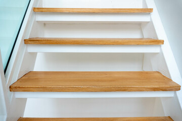 modern railing ans wooden stair at new building