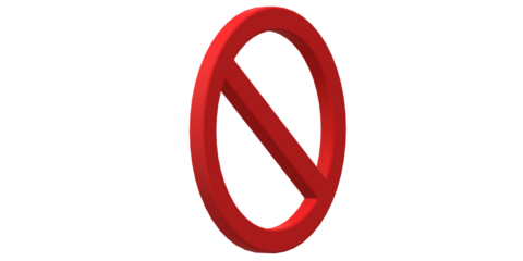 Prohibited No Sign isolated on a Transparent Background