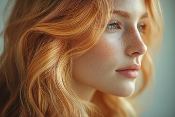 Naklejka premium Delicate and Beautiful Close-up Hair Portrait in Natural Light