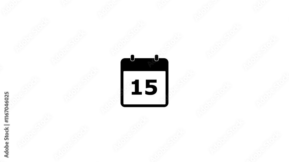 Aufkleber 15 day calendar icon animation.simple calendar with date concept white background.