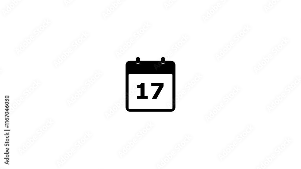 Poster 17 day calendar icon animation.simple calendar with date concept white background.