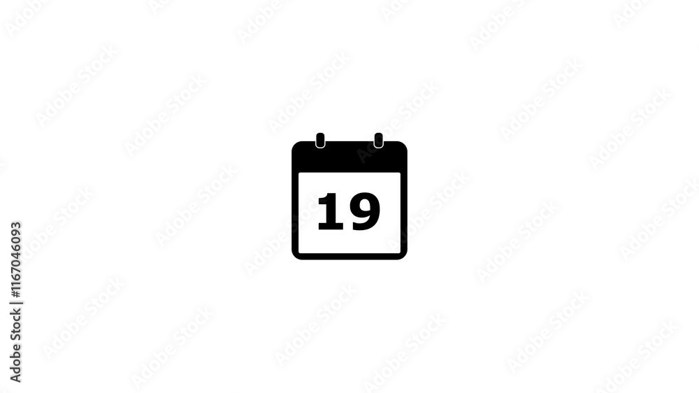 Poster 19 day calendar icon animation.simple calendar with date concept white background.