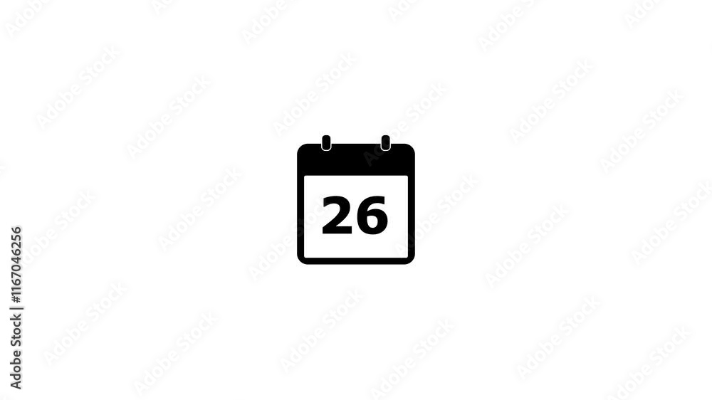 Poster 26 day calendar icon animation.simple calendar with date concept white background.