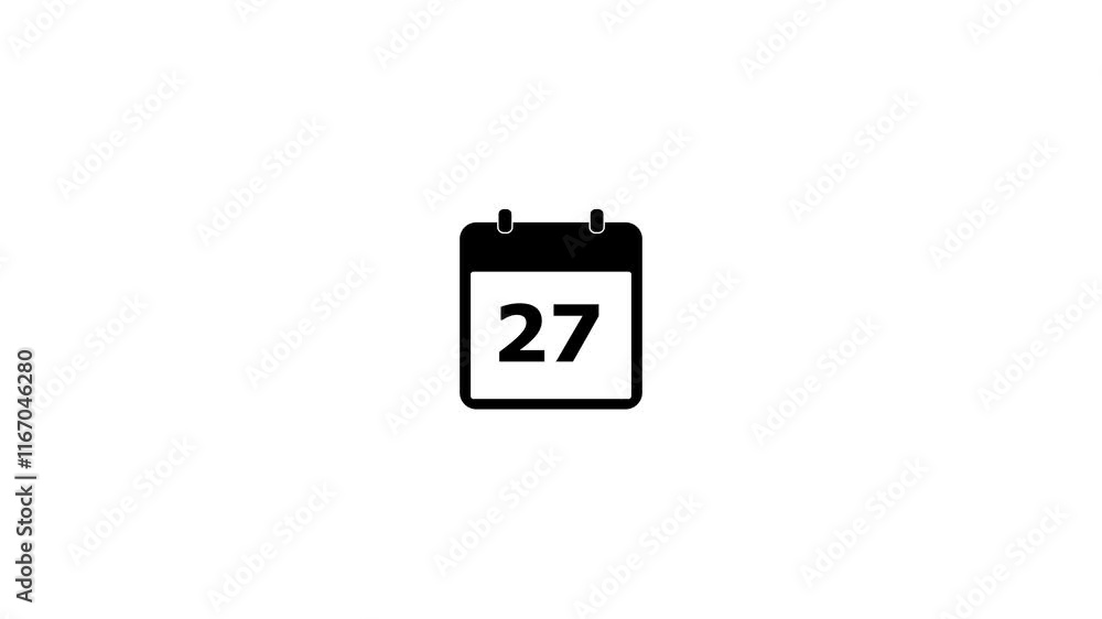 Poster 27 day calendar icon animation.simple calendar with date concept white background.