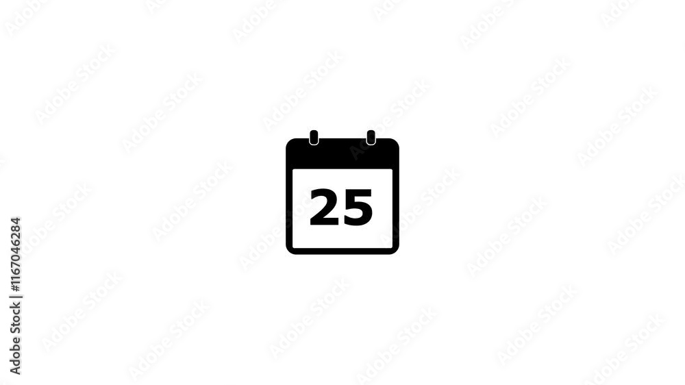 Poster 25 day calendar icon animation.simple calendar with date concept white background.
