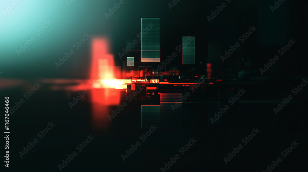 Aufkleber a sleek abstract technology background with digital grids, glowing lines, and a sense of motion, rep