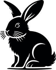 Rabbit vector black silhouette cricut design for T-shirt