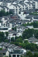 Fototapeta premium A group of buildings near the Panda base in Chengdu, Sichuan Province, China
