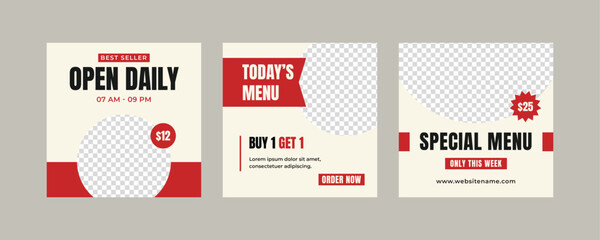 Delicious food restaurant social media posts