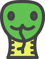 カラー動物の単品アイコン　蛇