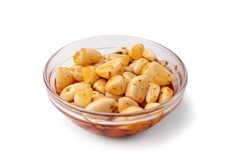 Pickled Garlic, Fermented Garlic Cloves with Red Chili Pepper, Hot Pickle Vegetable, Spices Garlic Cloves