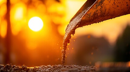 Concrete pouring at sunset. (1)