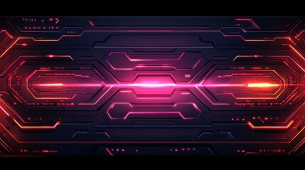 Obraz premium Abstract futuristic red and pink glowing technology background.