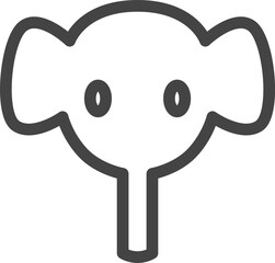 線画動物の単品アイコン　象