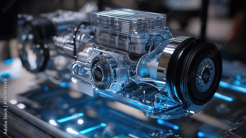 Poster a modular electric engine that can be easily upgraded with new technology.